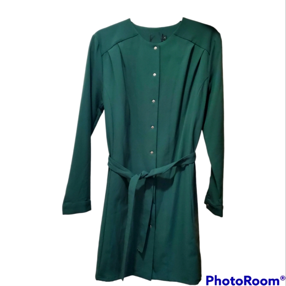 GREEN Tie FrontButton Down Shirt Dress Womams 6